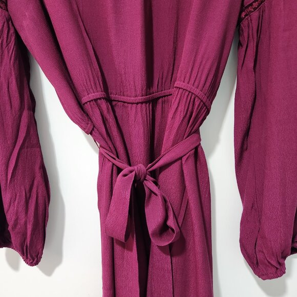 GAP Women's Long Sleeve Berry Purple Peasant Style Dress with Embroidery XXL - Picture 7 of 11